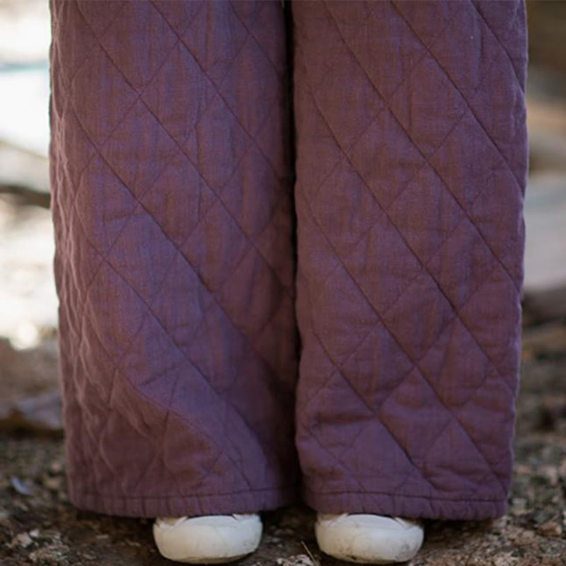 Pantalones anchos de algodón grueso de color liso con bolsillos para mujer de Buddha Stones - image 12