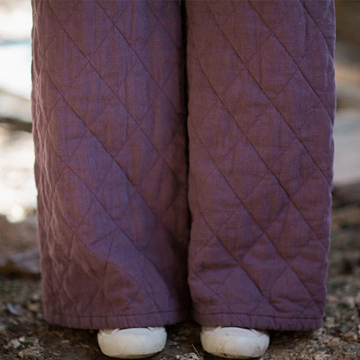 Pantalones anchos de algodón grueso de color liso con bolsillos para mujer de Buddha Stones - image 12