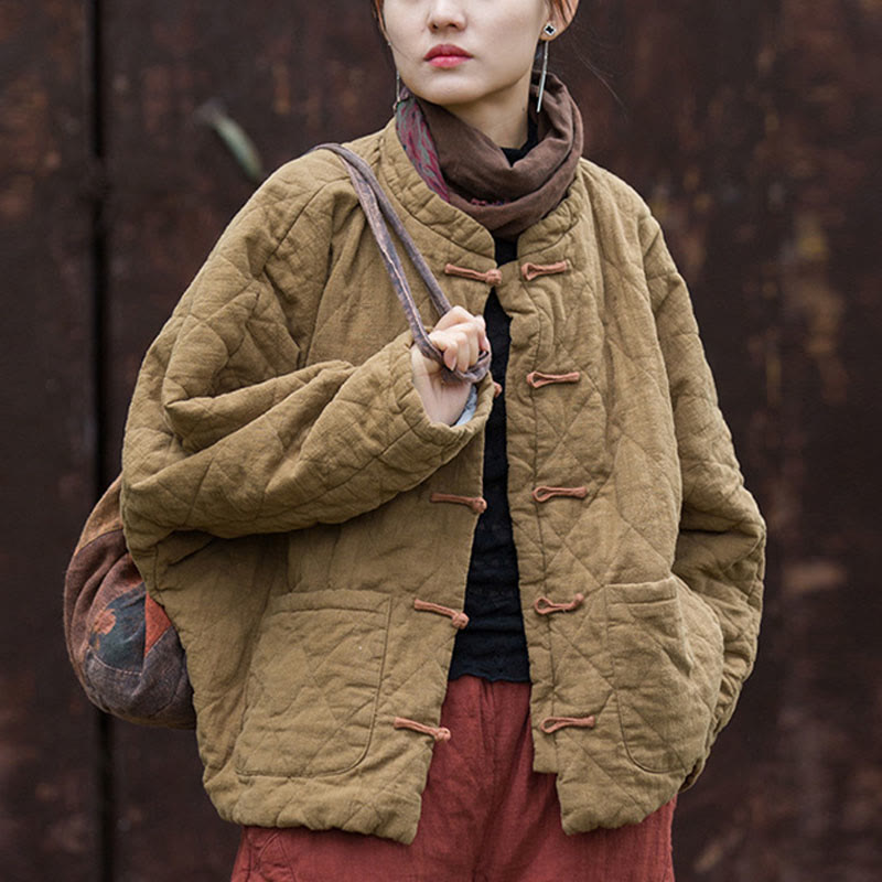 Chaqueta térmica de algodón de manga larga para mujer con bolsillos y diseño de rana y botones de invierno Buddha Stones - image 22