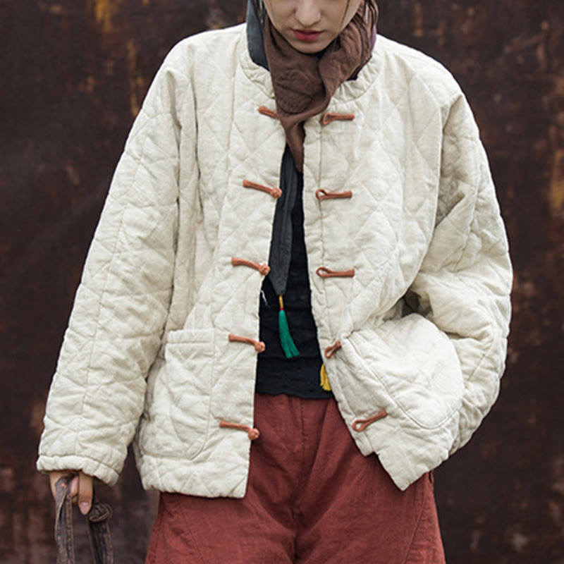 Chaqueta térmica de algodón de manga larga para mujer con bolsillos y diseño de rana y botones de invierno Buddha Stones - image 6