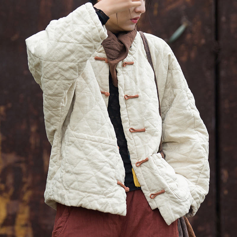 Chaqueta térmica de algodón de manga larga para mujer con bolsillos y diseño de rana y botones de invierno Buddha Stones - image 3