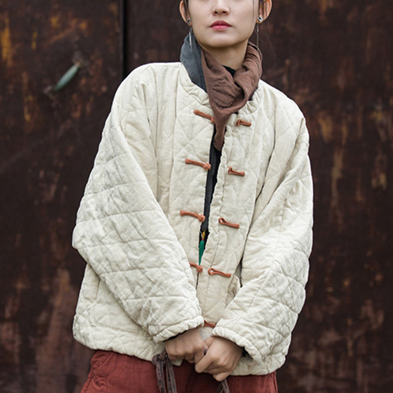 Chaqueta térmica de algodón de manga larga para mujer con bolsillos y diseño de rana y botones de invierno Buddha Stones - image 5