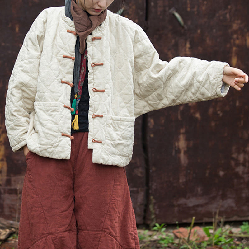 Chaqueta térmica de algodón de manga larga para mujer con bolsillos y diseño de rana y botones de invierno Buddha Stones - image 8
