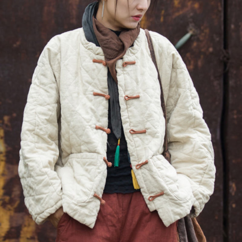 Chaqueta térmica de algodón de manga larga para mujer con bolsillos y diseño de rana y botones de invierno Buddha Stones - image 7