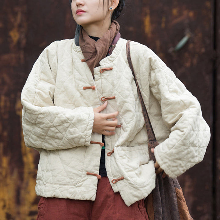 Chaqueta térmica de algodón de manga larga para mujer con bolsillos y diseño de rana y botones de invierno Buddha Stones - image 2