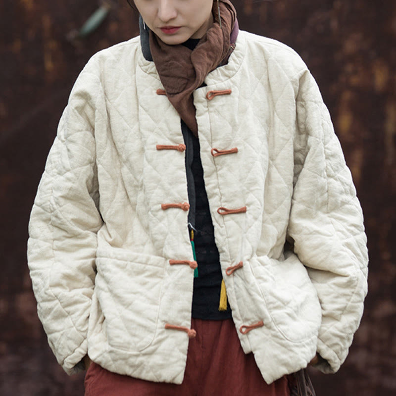 Chaqueta térmica de algodón de manga larga para mujer con bolsillos y diseño de rana y botones de invierno Buddha Stones - image 4