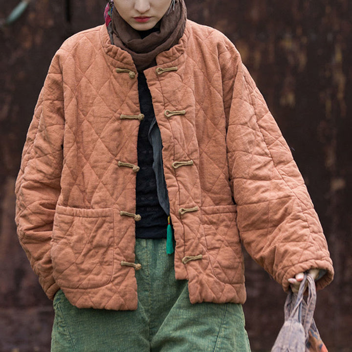 Chaqueta térmica de algodón de manga larga para mujer con bolsillos y diseño de rana y botones de invierno Buddha Stones - image 13