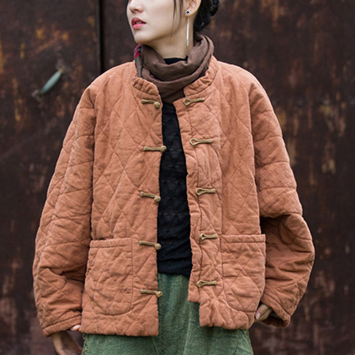 Chaqueta térmica de algodón de manga larga para mujer con bolsillos y diseño de rana y botones de invierno Buddha Stones - image 12