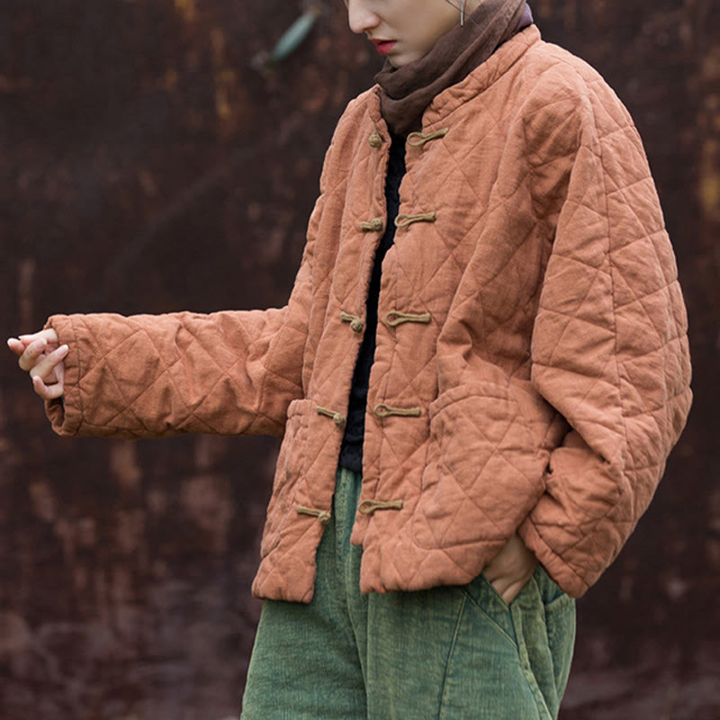 Chaqueta térmica de algodón de manga larga para mujer con bolsillos y diseño de rana y botones de invierno Buddha Stones - image 14