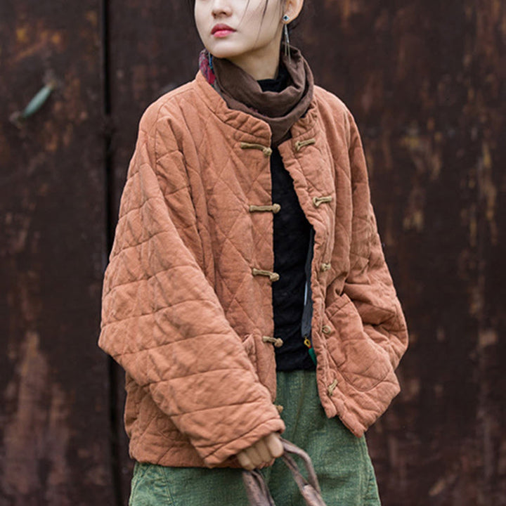 Chaqueta térmica de algodón de manga larga para mujer con bolsillos y diseño de rana y botones de invierno Buddha Stones - image 15