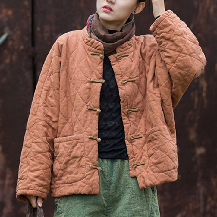 Chaqueta térmica de algodón de manga larga para mujer con bolsillos y diseño de rana y botones de invierno Buddha Stones - image 16