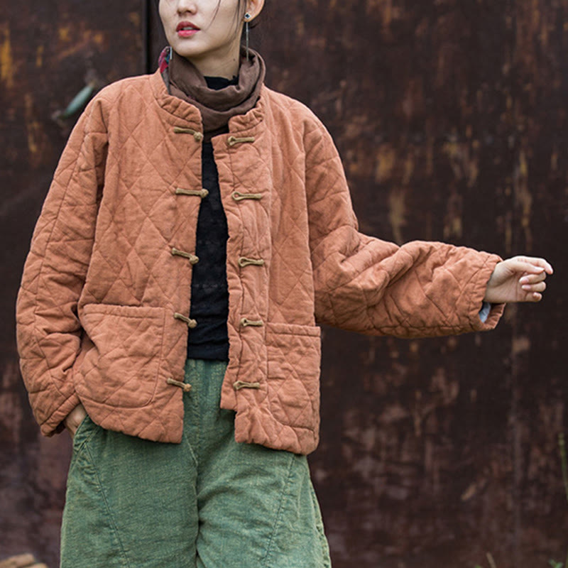 Chaqueta térmica de algodón de manga larga para mujer con bolsillos y diseño de rana y botones de invierno Buddha Stones - image 18
