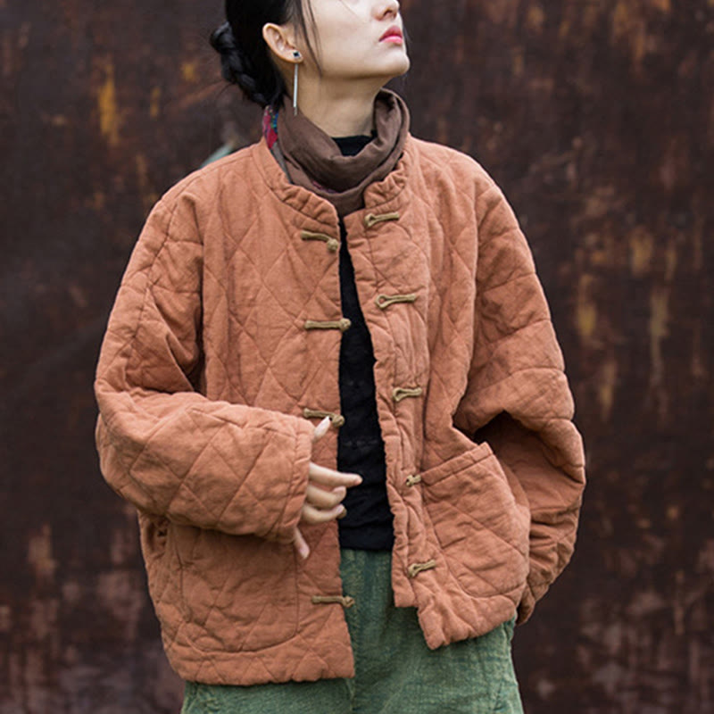 Chaqueta térmica de algodón de manga larga para mujer con bolsillos y diseño de rana y botones de invierno Buddha Stones - image 17