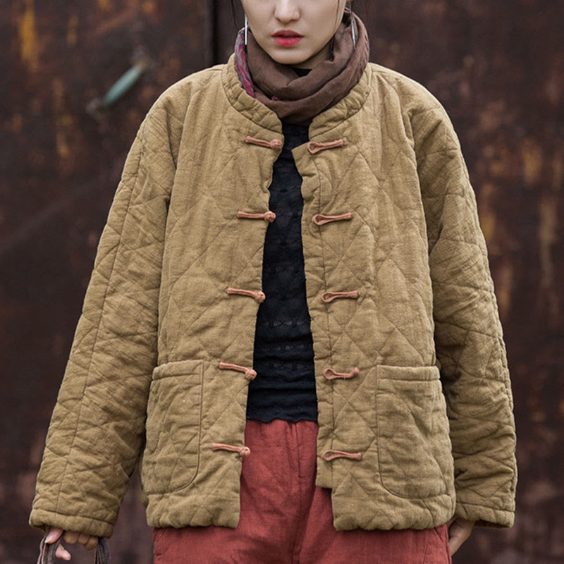 Chaqueta térmica de algodón de manga larga para mujer con bolsillos y diseño de rana y botones de invierno Buddha Stones - image 23