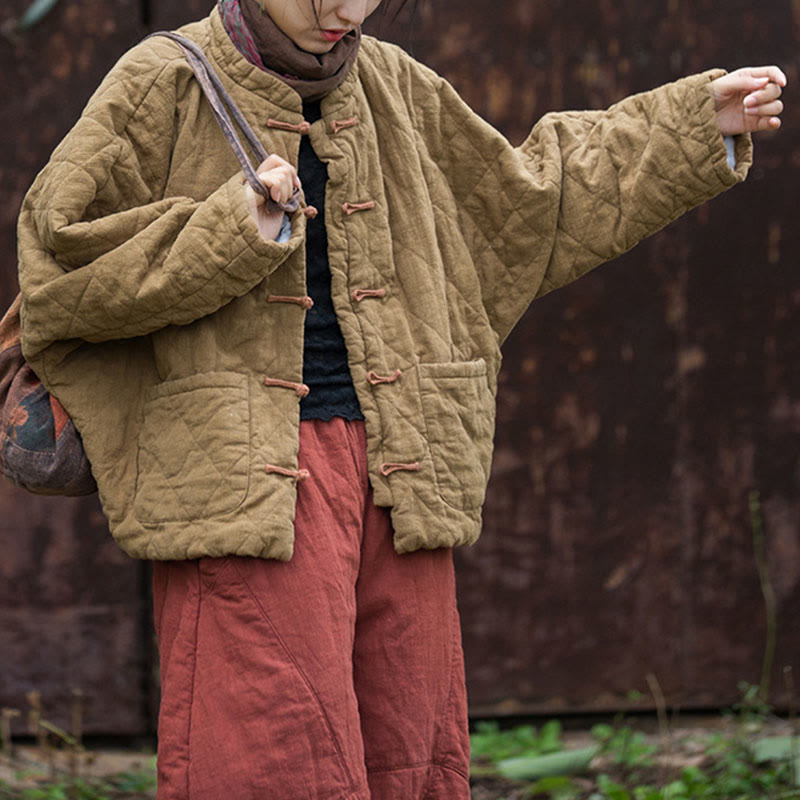 Chaqueta térmica de algodón de manga larga para mujer con bolsillos y diseño de rana y botones de invierno Buddha Stones - image 29