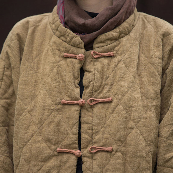 Chaqueta térmica de algodón de manga larga para mujer con bolsillos y diseño de rana y botones de invierno Buddha Stones - image 30