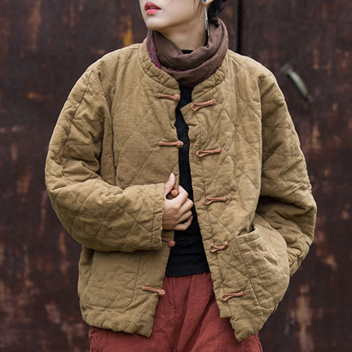 Chaqueta térmica de algodón de manga larga para mujer con bolsillos y diseño de rana y botones de invierno Buddha Stones - image 27