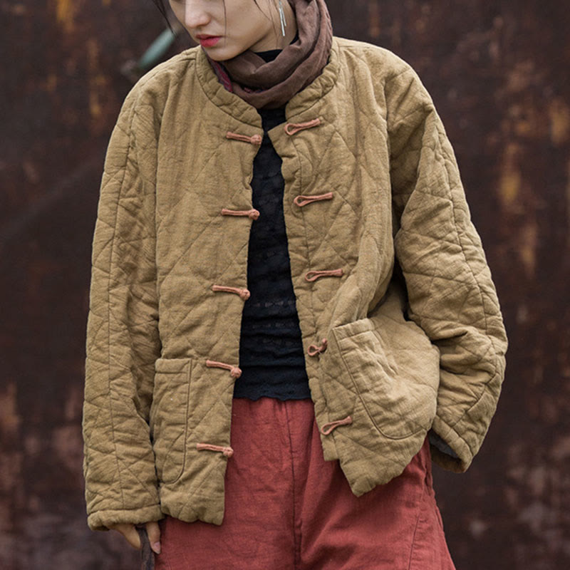Chaqueta térmica de algodón de manga larga para mujer con bolsillos y diseño de rana y botones de invierno Buddha Stones - image 26