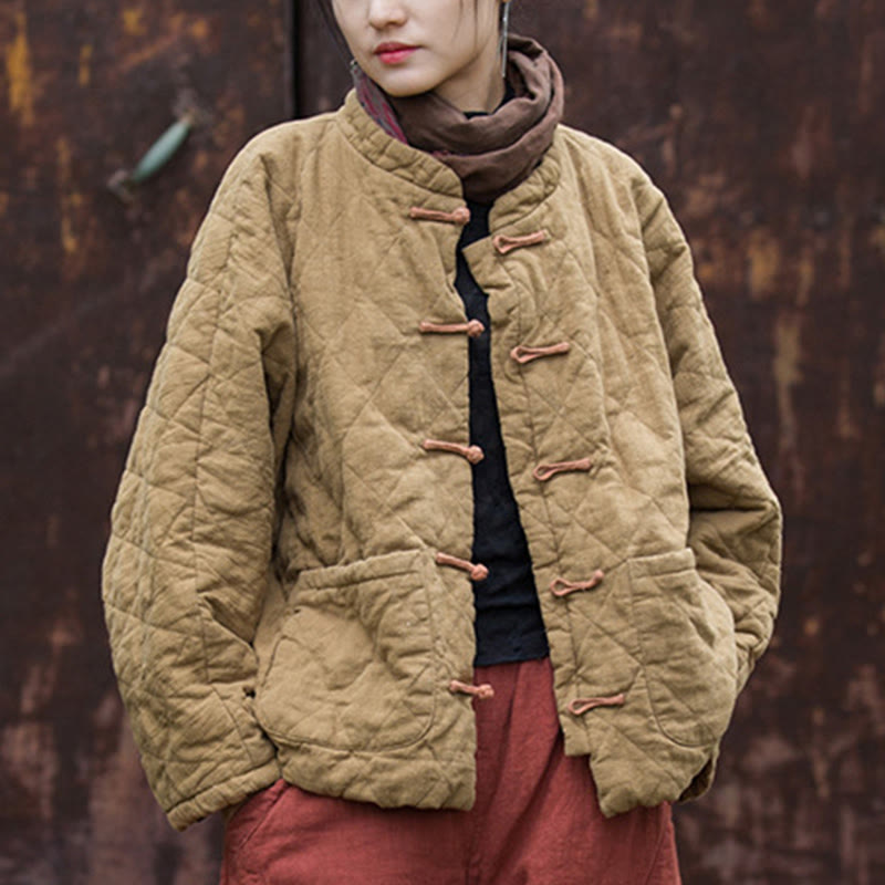 Chaqueta térmica de algodón de manga larga para mujer con bolsillos y diseño de rana y botones de invierno Buddha Stones - image 28