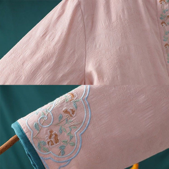 Chaqueta térmica de algodón de manga larga para mujer, con diseño de rana y botones bordados con flores y vides, de Buddha Stones, de invierno. - image 15