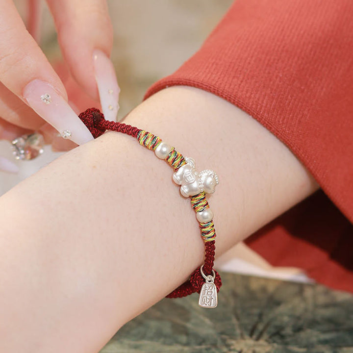 Pulsera de hilo hecha a mano con Buddha Stones en plata de ley 999, Año de la Libertad del Caballo - image 9