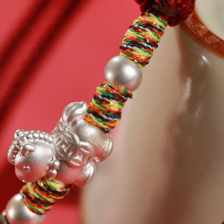 Pulsera de hilo hecha a mano con Buddha Stones en plata de ley 999, Año de la Libertad del Caballo - image 14