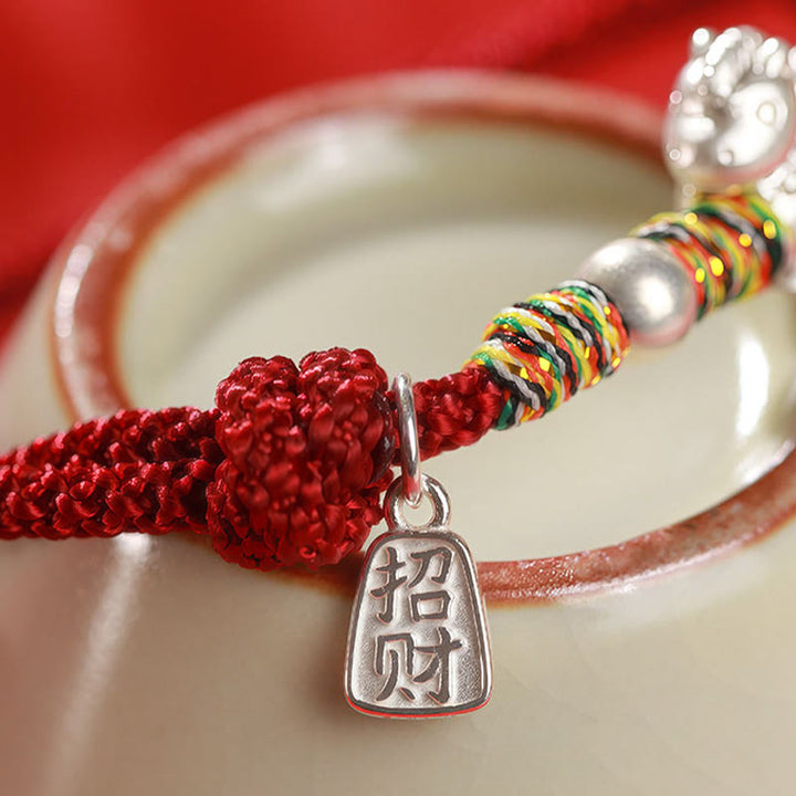 Pulsera de hilo hecha a mano con Buddha Stones en plata de ley 999, Año de la Libertad del Caballo - image 12