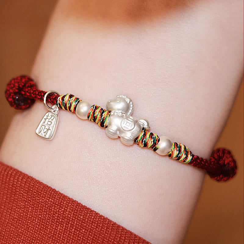 Pulsera de hilo hecha a mano con Buddha Stones en plata de ley 999, Año de la Libertad del Caballo - image 6