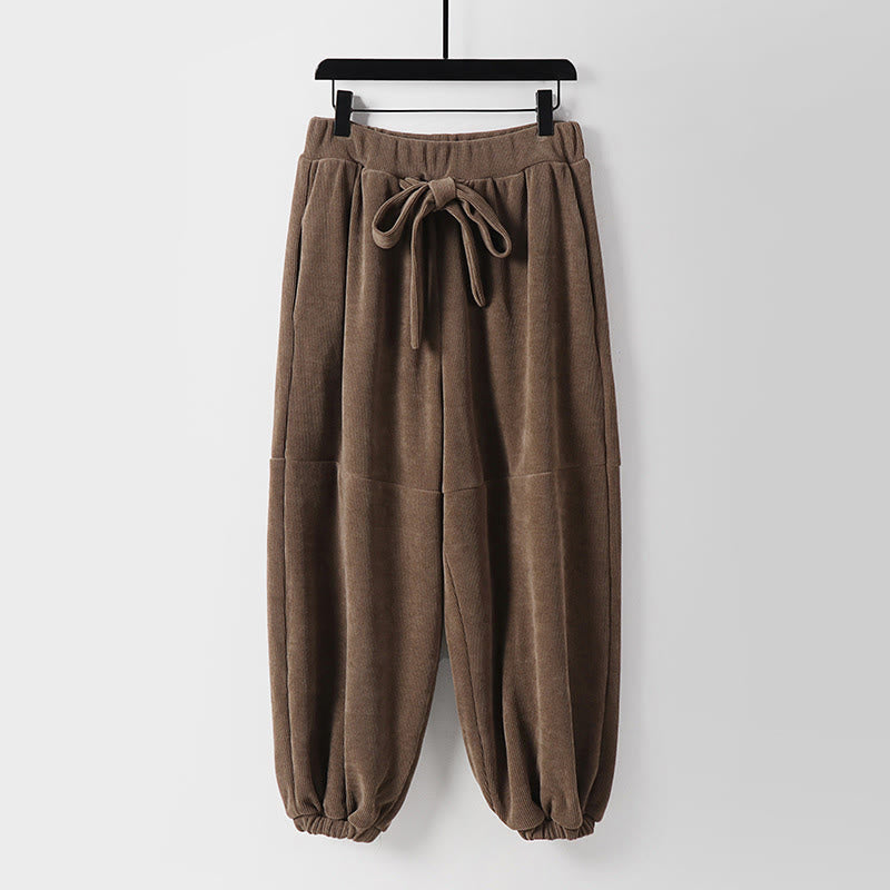Pantalones de pana de algodón con cordones y bolsillos para hombre, de Buddha Stones, de invierno, color liso - Broncearse - US/UK/AU54, EU64 (9XL) - image 0