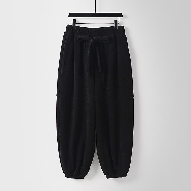 Pantalones de pana de algodón con cordones y bolsillos para hombre, de Buddha Stones, de invierno, color liso - Negro - US/UK/AU54, EU64 (9XL) - image 9