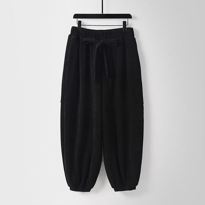 Pantalones de pana de algodón con cordones y bolsillos para hombre, de Buddha Stones, de invierno, color liso - Negro - US/UK/AU54, EU64 (9XL) - image 9