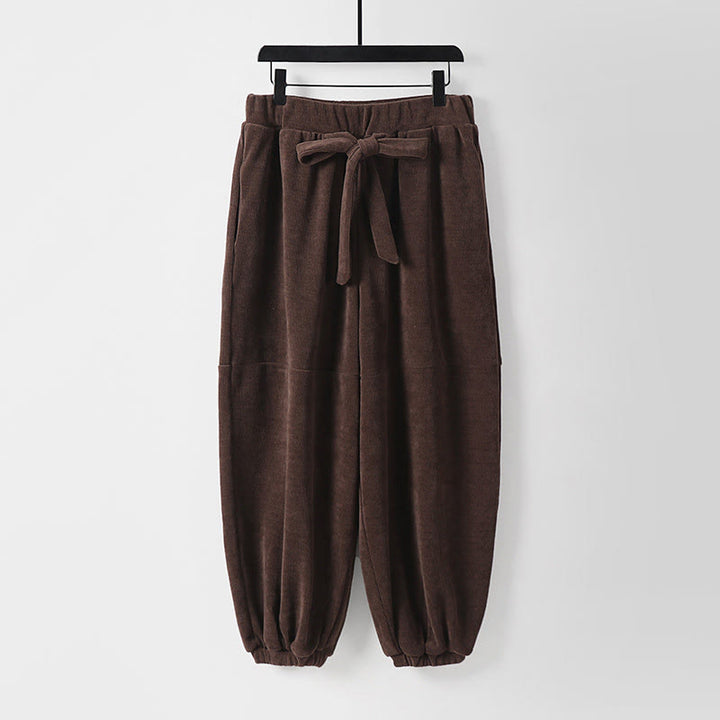Pantalones de pana de algodón con cordones y bolsillos para hombre, de Buddha Stones, de invierno, color liso - Marrón silla de montar - US/UK/AU54, EU64 (9XL) - image 10