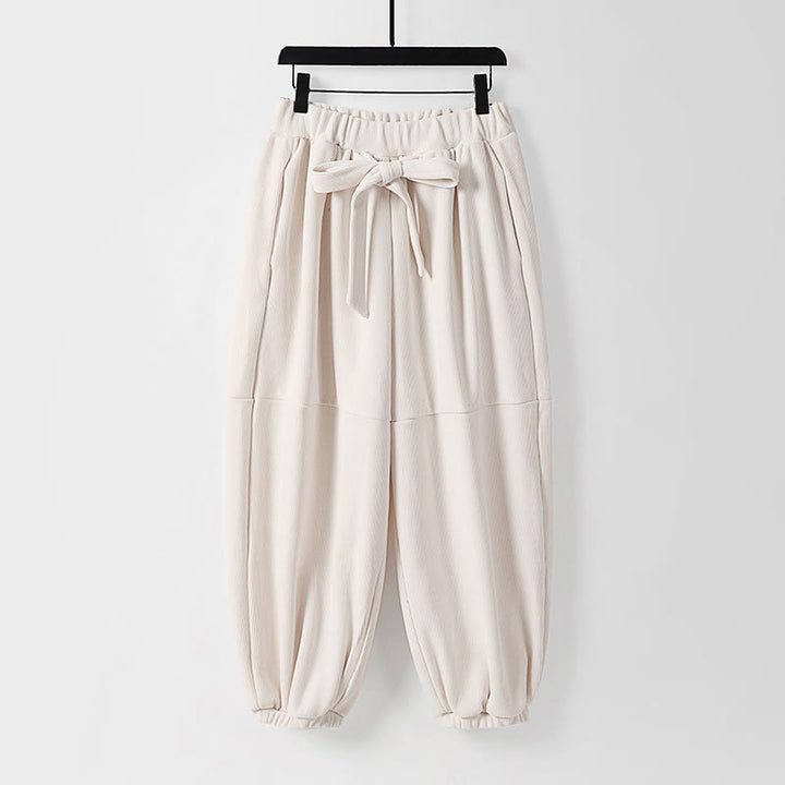 Pantalones de pana de algodón con cordones y bolsillos para hombre, de Buddha Stones, de invierno, color liso - Blanco - US/UK/AU54, EU64 (9XL) - image 11