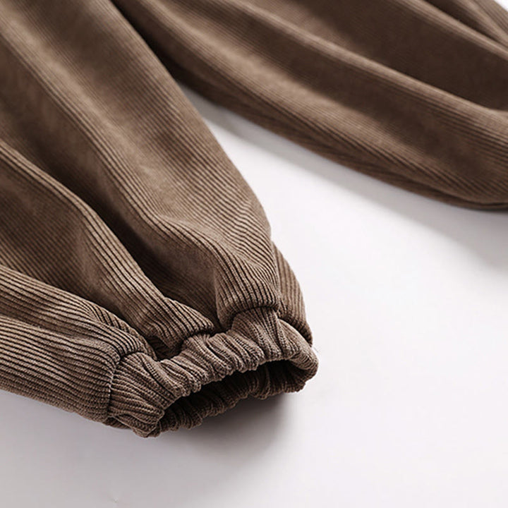 Pantalones de pana de algodón con cordones y bolsillos para hombre, de Buddha Stones, de invierno, color liso - image 7