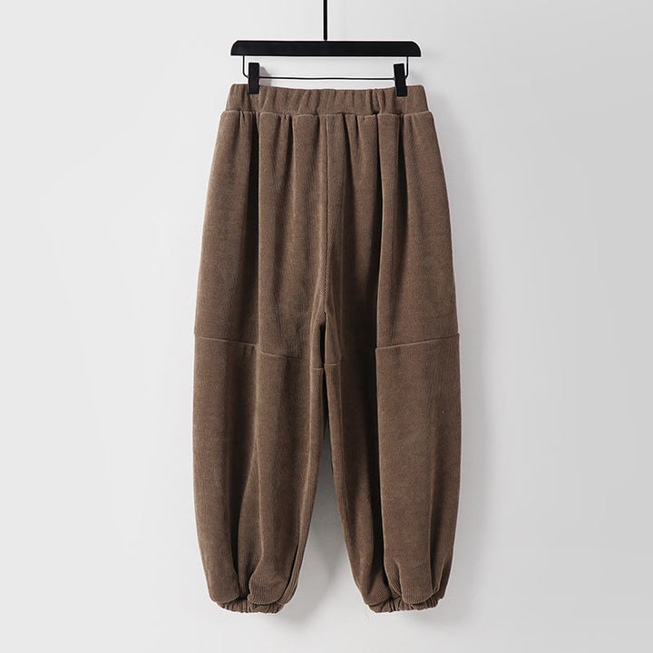 Pantalones de pana de algodón con cordones y bolsillos para hombre, de Buddha Stones, de invierno, color liso - image 1