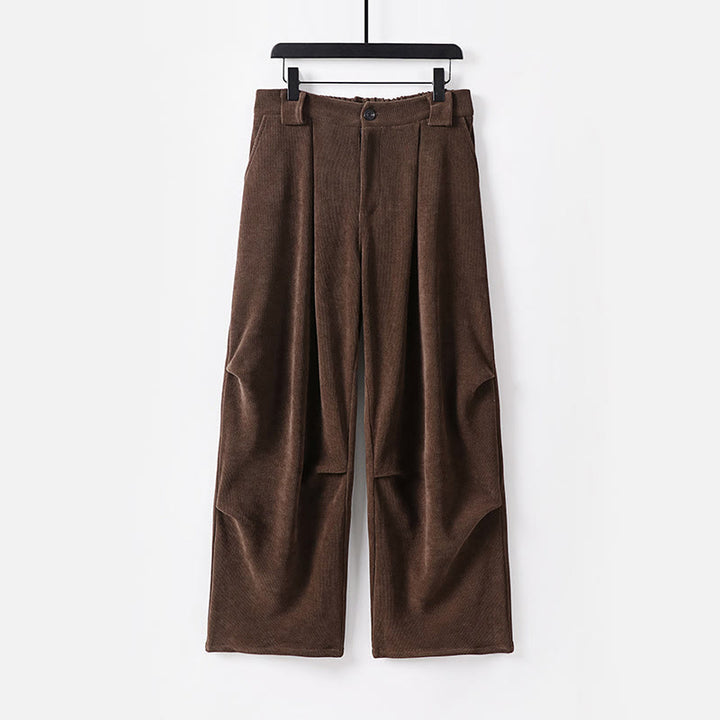 Pantalones anchos de pana de algodón con cintura elástica y bolsillos para hombre, diseño de Buddha Stones, con cremallera y botones de invierno - Marrón silla de montar - US/UK/AU54, EU64 (9XL) - image 0
