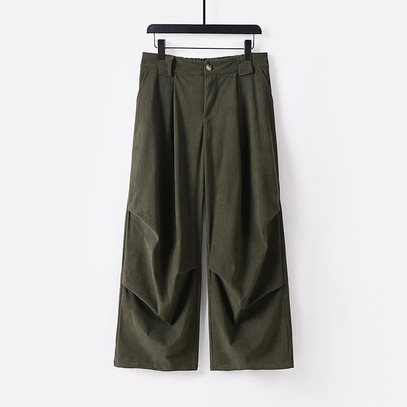 Pantalones anchos de pana de algodón con cintura elástica y bolsillos para hombre, diseño de Buddha Stones, con cremallera y botones de invierno - Verde mar oscuro - US/UK/AU54, EU64 (9XL) - image 11