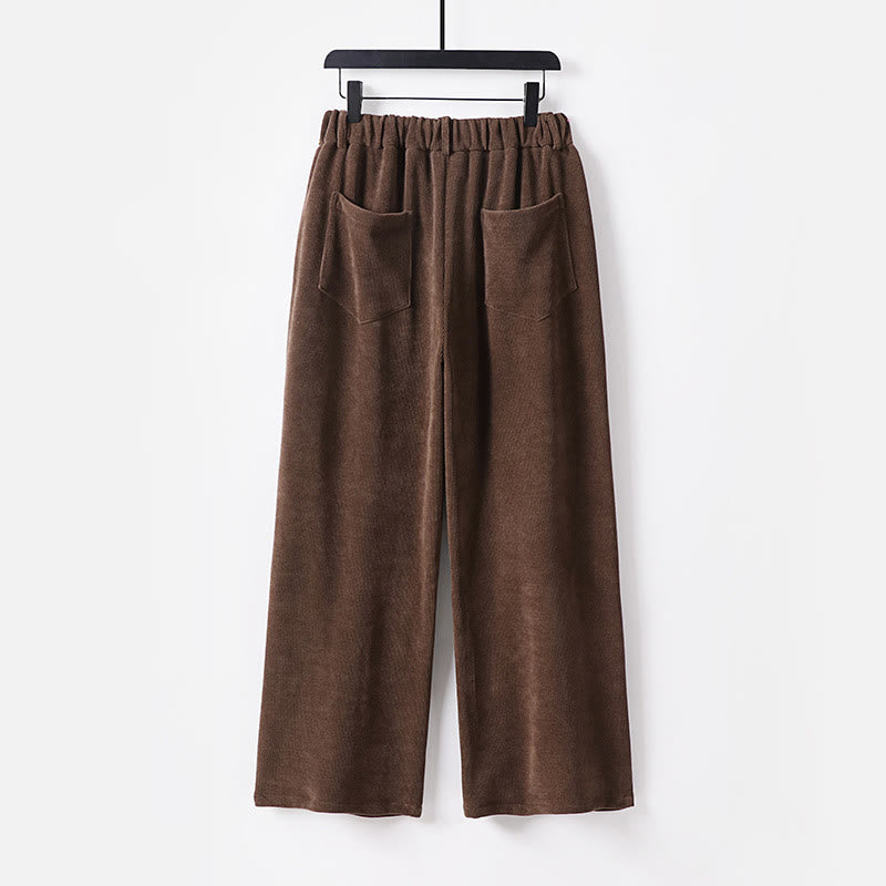 Pantalones anchos de pana de algodón con cintura elástica y bolsillos para hombre, diseño de Buddha Stones, con cremallera y botones de invierno - image 1
