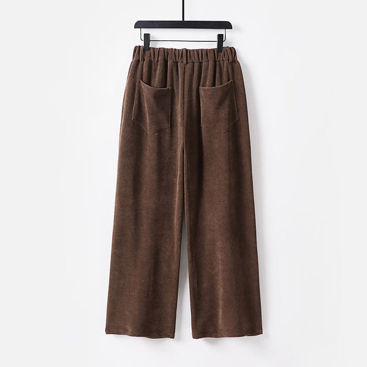 Pantalones anchos de pana de algodón con cintura elástica y bolsillos para hombre, diseño de Buddha Stones, con cremallera y botones de invierno - image 1