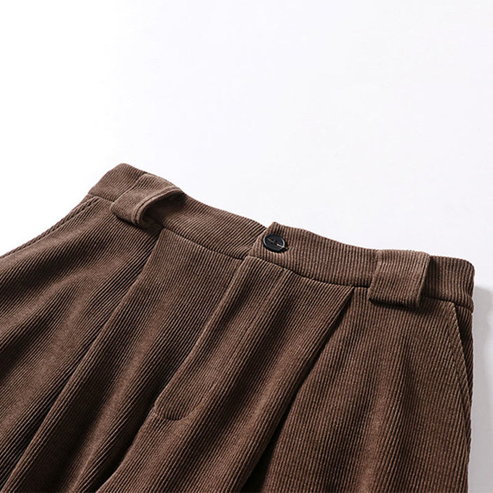 Pantalones anchos de pana de algodón con cintura elástica y bolsillos para hombre, diseño de Buddha Stones, con cremallera y botones de invierno - image 2