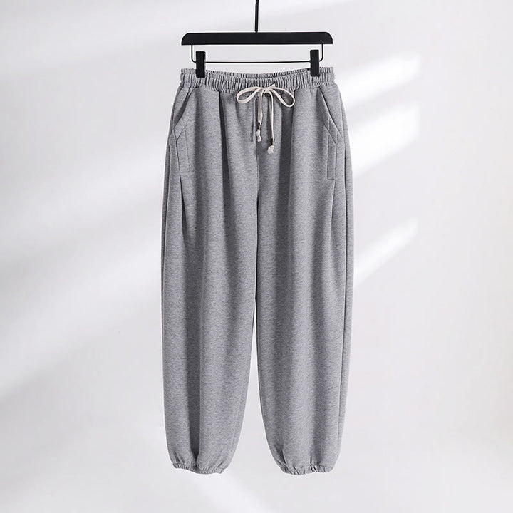 Buddha Stones harén de algodón para hombre con bolsillos y cintura elástica, forrados con vellón, con cordón ajustable, para otoño e invierno - Gris claro (versión regular) - US/UK/AU54, EU64 (9XL) - image 10