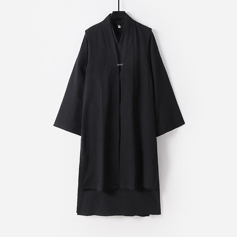 Buddha Stones Traje de ceremonia kimono con cordones, túnica larga taoísta de manga larga para hombre, Wudang Fall, 2 piezas - Negro - US/UK/AU54, EU64 (9XL) - image 9