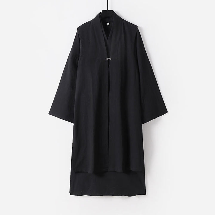 Buddha Stones Traje de ceremonia kimono con cordones, túnica larga taoísta de manga larga para hombre, Wudang Fall, 2 piezas - Negro - US/UK/AU54, EU64 (9XL) - image 9