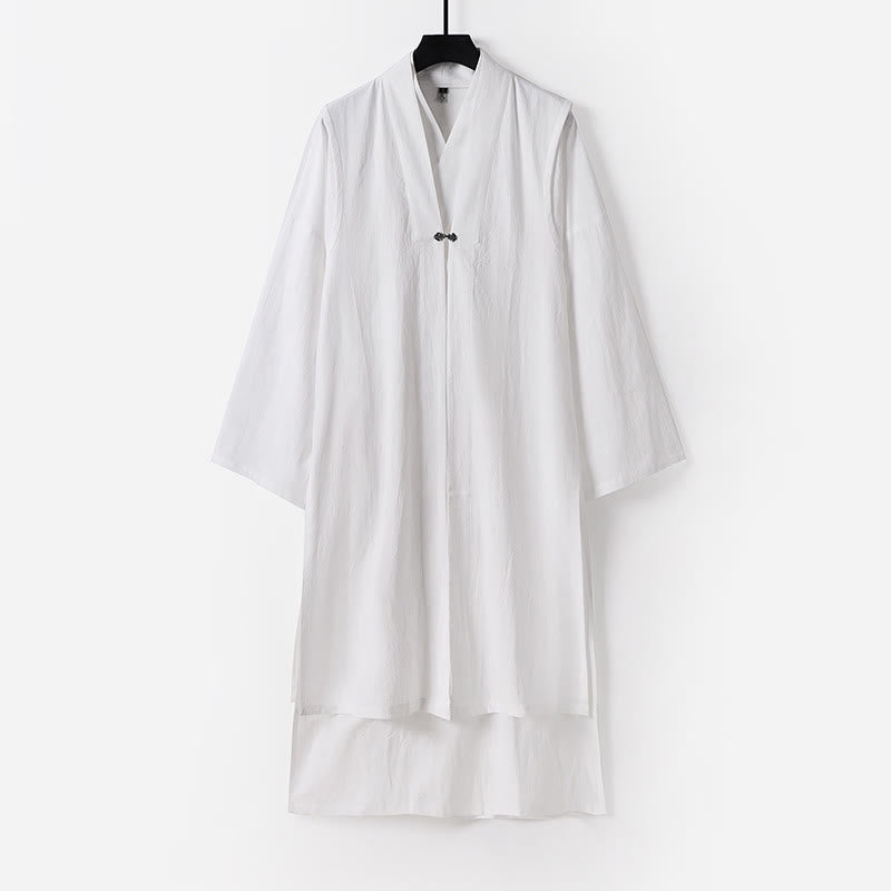 Buddha Stones Traje de ceremonia kimono con cordones, túnica larga taoísta de manga larga para hombre, Wudang Fall, 2 piezas - Blanco - US/UK/AU54, EU64 (9XL) - image 22