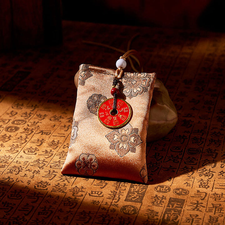 Decoración colgante con bordado jacquard de Buddha Stones, montaña, fantasmas, dinero, bendición - AMARILLO - image 1