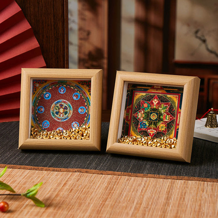 Marco de fotos Thangka con lingote dorado de Om Mani Padme Hum tibetano con Buddha Stones, adorno para decoración del hogar - image 11