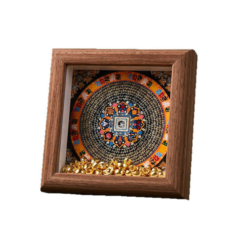 Marco de fotos Thangka con lingote dorado de Om Mani Padme Hum tibetano con Buddha Stones, adorno para decoración del hogar - image 8