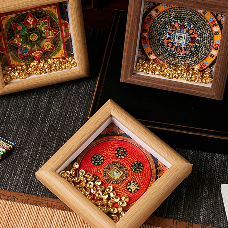 Marco de fotos Thangka con lingote dorado de Om Mani Padme Hum tibetano con Buddha Stones, adorno para decoración del hogar - image 12