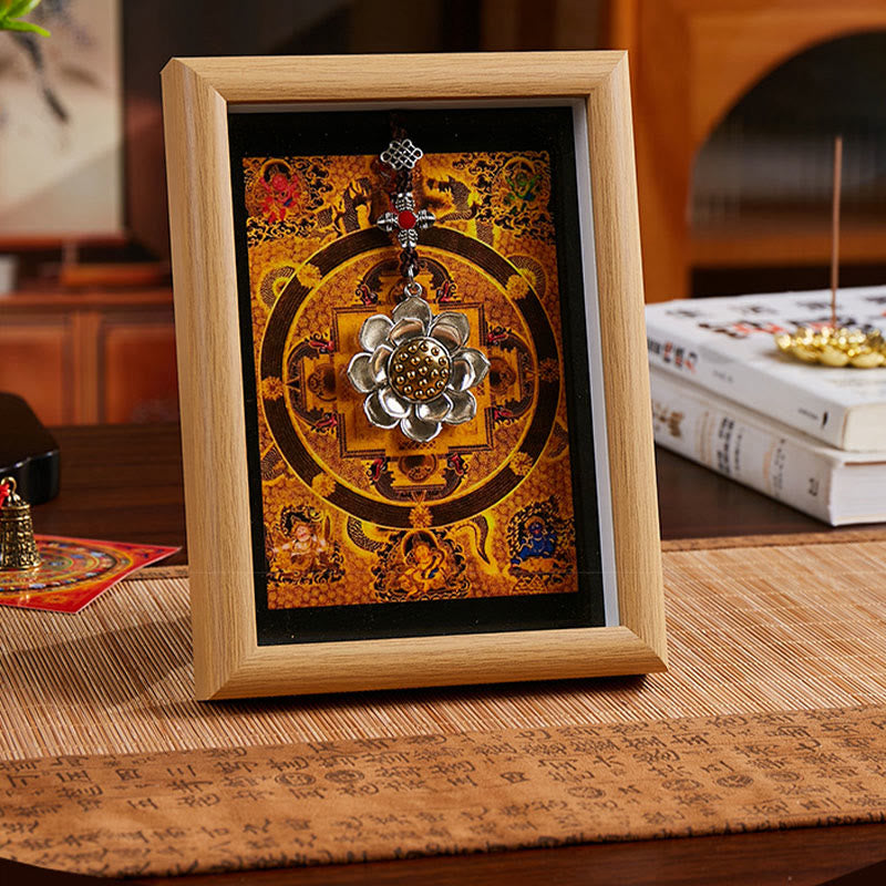 Marco de fotos Thangka con lingotes dorados de loto y Buddha Stones, adorno para decoración del hogar - image 3