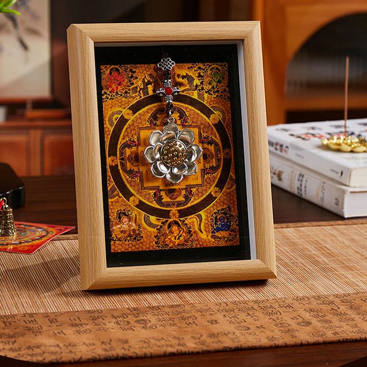 Marco de fotos Thangka con lingotes dorados de loto y Buddha Stones, adorno para decoración del hogar - image 3